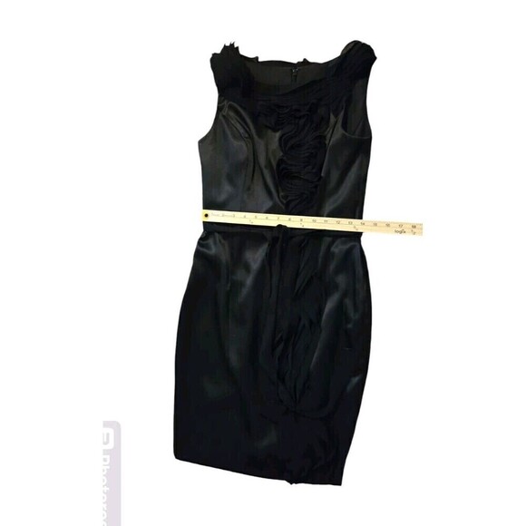 David's Bridal Black Satin Chiffon Size 4 Midi Whimsi Goth Witchy HOCO Ren Faire - Picture 6 of 6